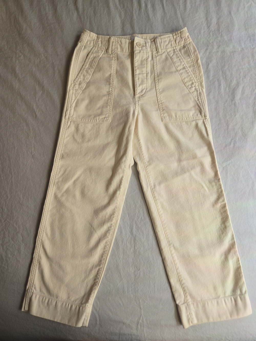 GAP High Rise Straight Crop Cream Utility Workwear Pants CW3